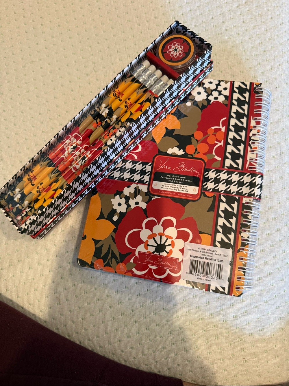 Vera Bradley NwT Spiral Mini 	Notebook & Pencil Set in “Bittersweet”